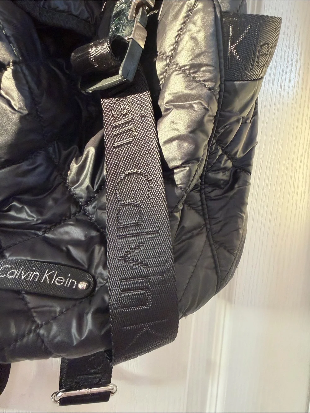 Calvin Klein Quilted Black Nylon Backpack with Branded Straps